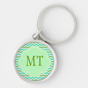 Trendy, modern fresh green chevron zigzag keychain