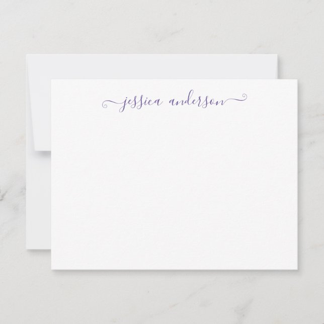 Trendy Modern Girly Stylish Violet Purple Script Card (Front)