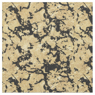 Trendy Modern Gold & Black Glitter Marble Image Fabric