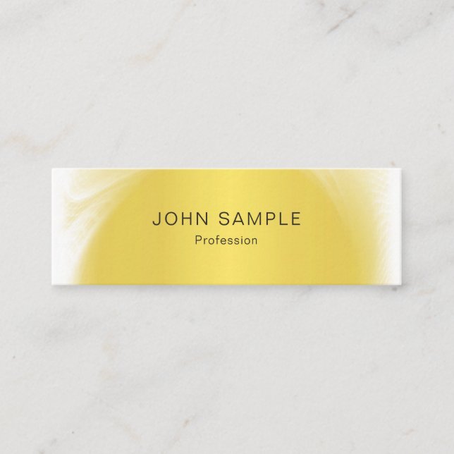 Trendy Modern Gold Look Minimalistic Design Plain Mini Business Card (Front)