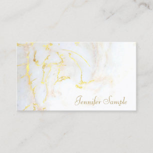 Trendy Modern Gold White Marble Elegant Template Business Card