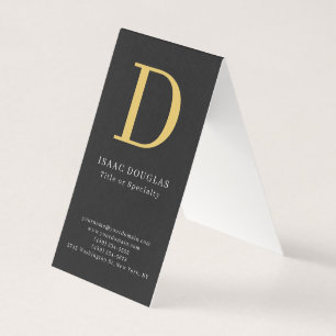Trendy modern gray black gold bold monogram business card