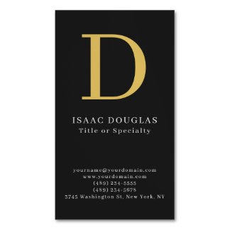 Trendy modern gray black gold bold monogram Magnetic business card