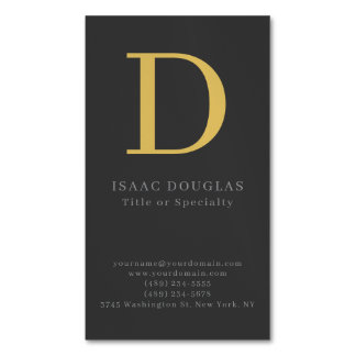 Trendy modern gray black gold bold monogram Magnetic business card