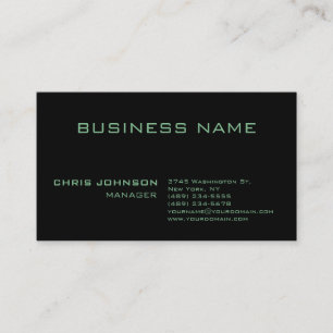 Trendy Modern Green Rich Black Business Card