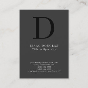Trendy modern grey black bold monogram business card