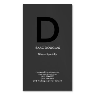 Trendy modern grey black bold monogram 	Magnetic business card