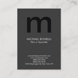 Trendy modern grey black monogram business card