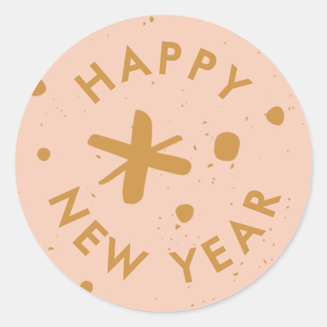 Trendy Modern Handwritten Happy New Year Sticker (Front)