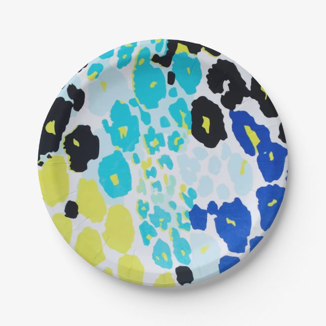 Trendy Modern Leopard Pattern Paper Plate (Front)