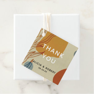 Trendy Modern Line Abstract Protea Botanical Favour Tags
