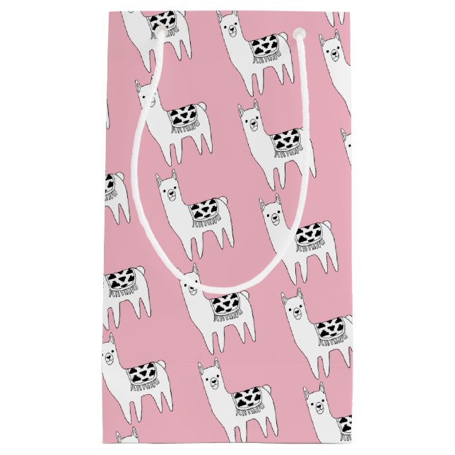 Trendy Modern Llama Sketch Small Gift Bag (Front)