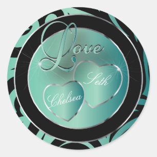 Trendy Modern Love   Personalize Classic Round Sticker