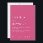 trendy modern magenta wedding invitation<br><div class="desc">trendy magenta and white wedding invite template,  modern text design with black and white colors,  add your own details and QR code.</div>