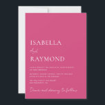 trendy modern magenta wedding invitation<br><div class="desc">trendy magenta and white wedding invite template,  modern text design with black and white colors,  add your own details and QR code.</div>