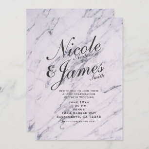 Trendy Modern Marble Elegant Wedding Invitations