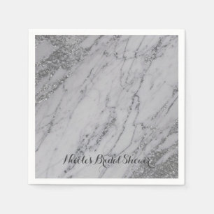 Trendy Modern Marble Silver Glam Wedding Party Napkin