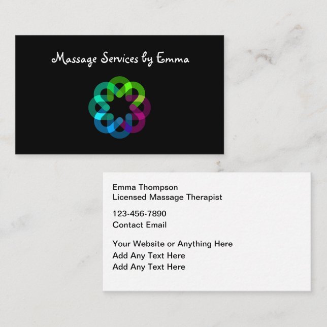 Trendy Modern Massage Therapist Business Cards  (Front/Back)