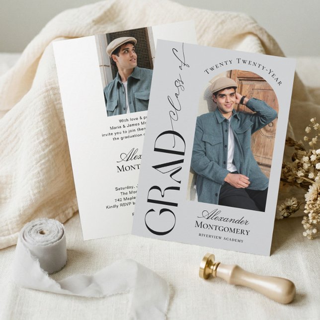 Trendy Modern Minimal Arch Photo Graduation Party Invitation (Trendy Modern Minimal Arch Photo Graduation Party Invitation)