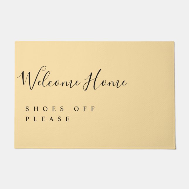 Trendy Modern Minimal Welcome Shoes Off  Doormat (Front)