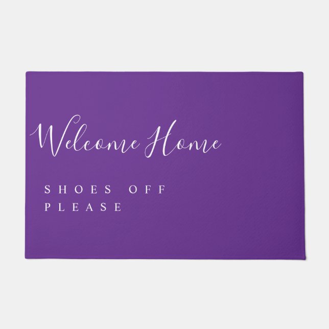 Trendy Modern Minimal Welcome Shoes Off  Doormat (Front)
