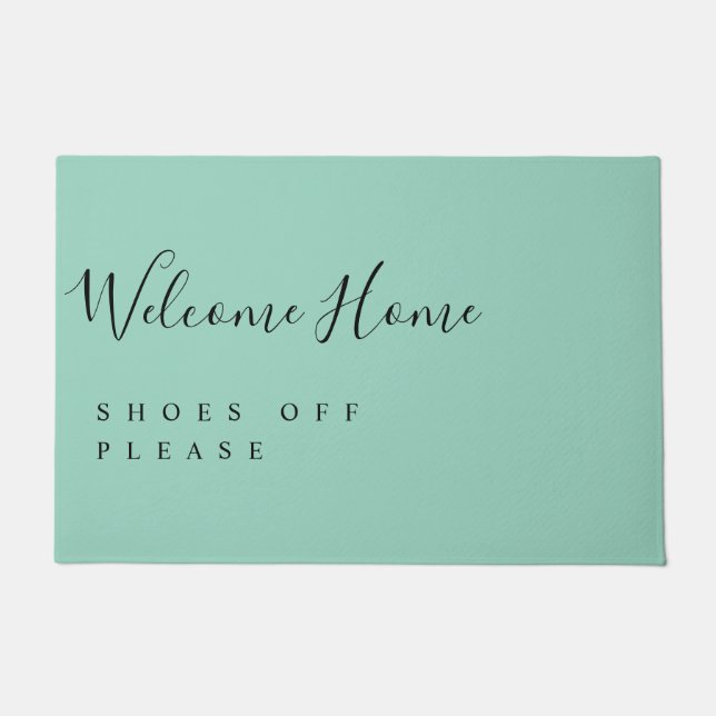 Trendy Modern Minimal Welcome Shoes Off  Doormat (Front)