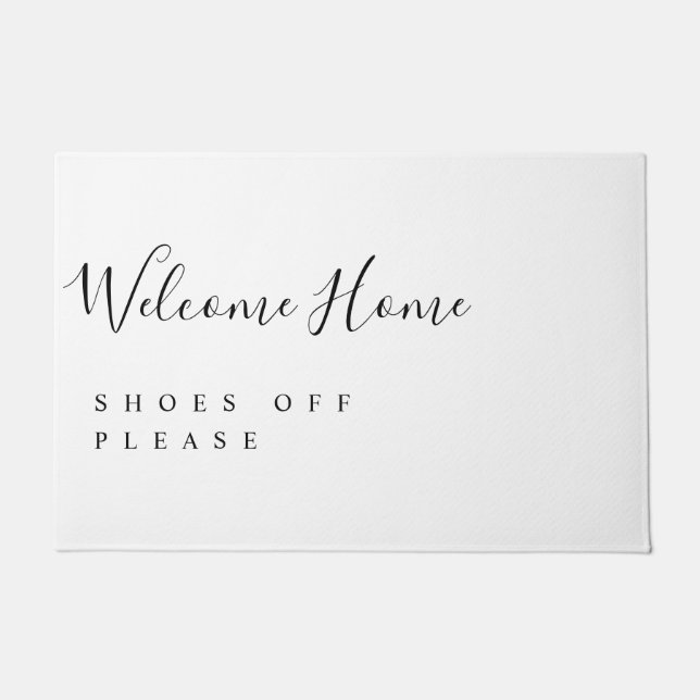Trendy Modern Minimal Welcome Shoes Off  Doormat (Front)