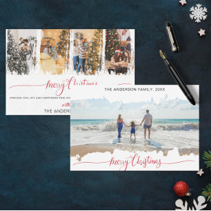 Trendy Modern Minimalist Christmas Collage Photo Invitation