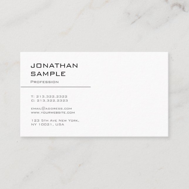 Trendy Modern Minimalist Design Elegant Plain Business Card (Front)