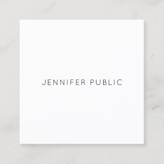 Trendy Modern Minimalist Design Simple Template Square Business Card (Front)