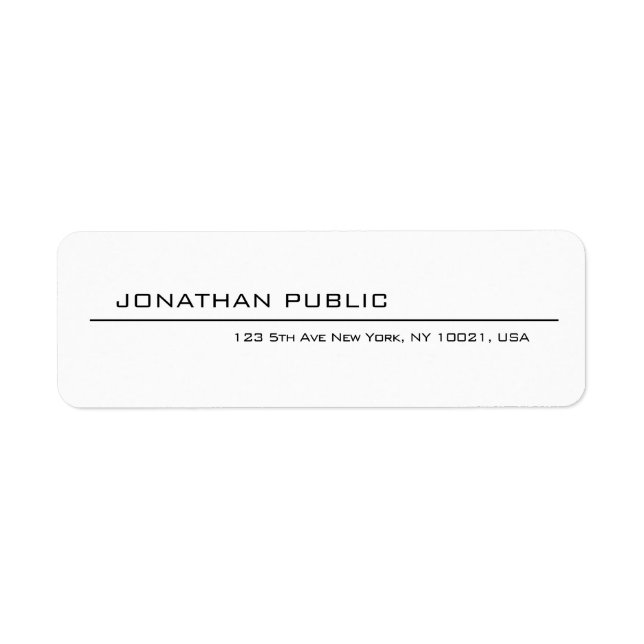 Trendy Modern Minimalist Elegant Return Address (Front)