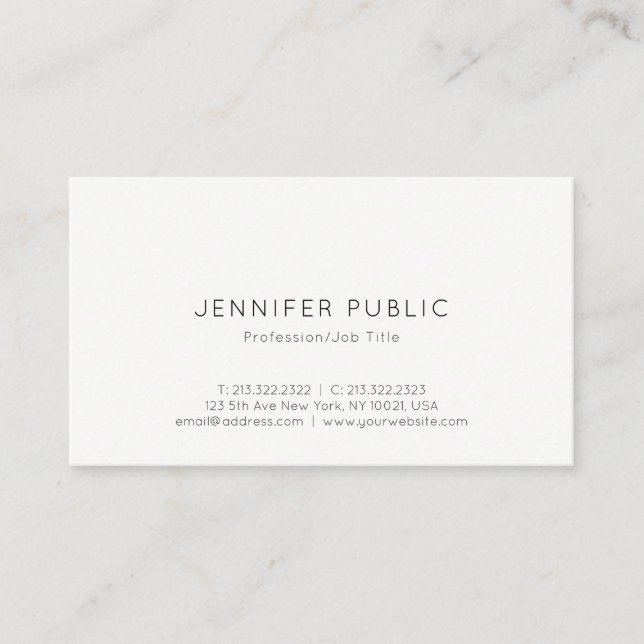 Trendy Modern Minimalist Elegant Simple Template Business Card (Front)