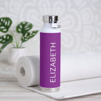 Trendy Modern Minimalist Magenta Personalized Name Water Bottle