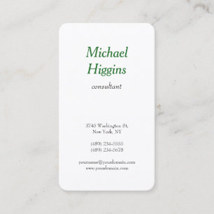 Trendy Modern Minimalist Professional Green White Business Card