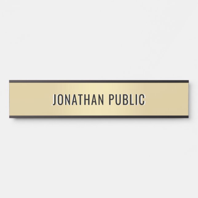 Trendy Modern Minimalist Template Elegant Gold Door Sign (Front)