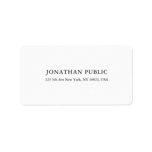 Trendy Modern Minimalistic Elegant Plain White Label (Front)
