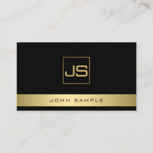 Trendy Modern Monogram Elegant Black Gold Business Card