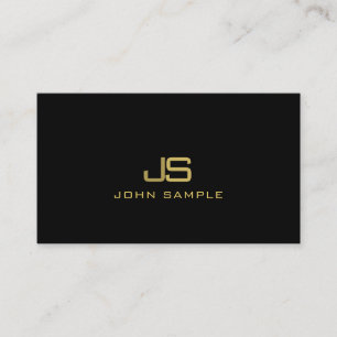 Trendy Modern Monogram Elegant Black Gold Business Card