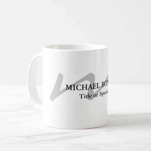 Trendy modern monogram initial professional  coffee mug (Front Left)