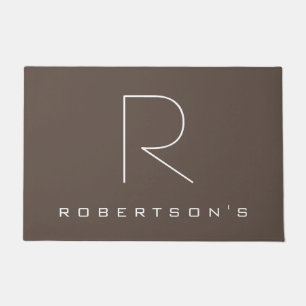 Trendy Modern Monogram Minimalist Family Name Doormat