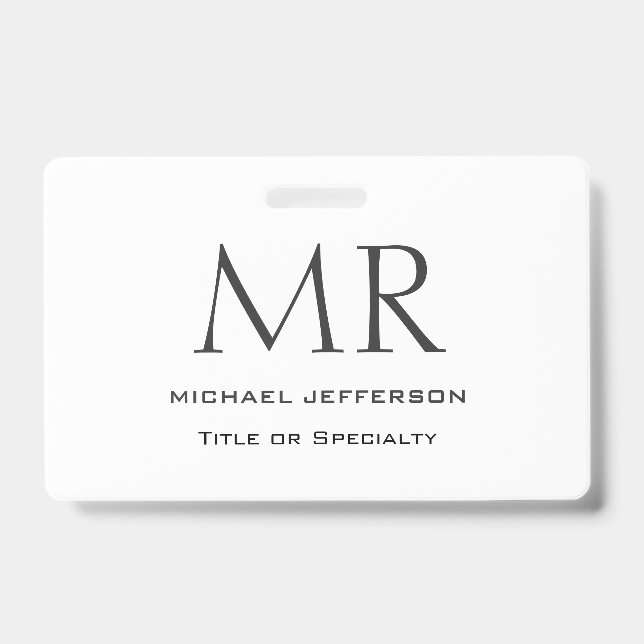 Trendy Modern Monogram Plain Minimalist Badge (Front)