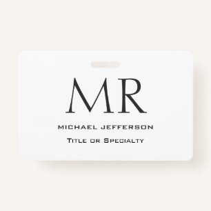 Trendy Modern Monogram Plain Minimalist Badge