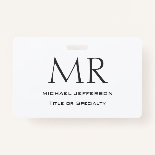 Trendy Modern Monogram Plain Minimalist Badge (Front)
