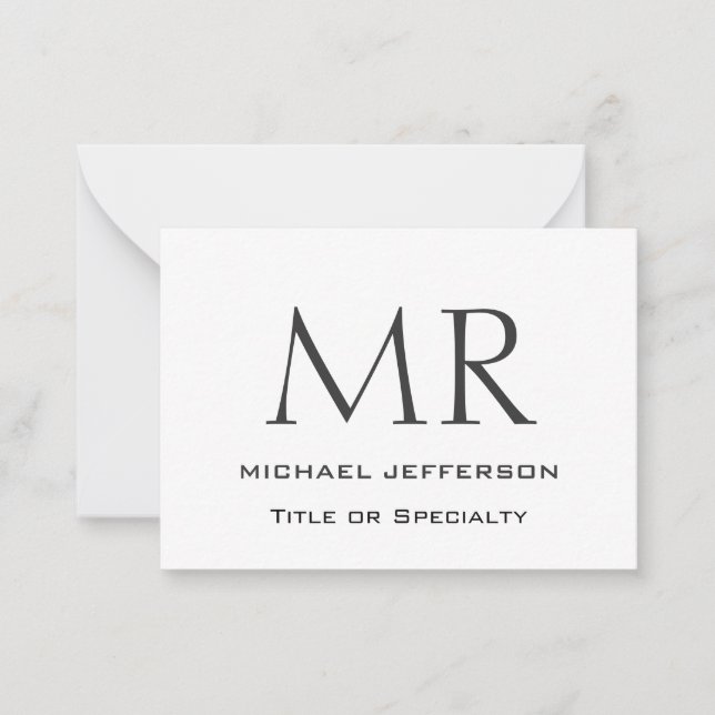Trendy Modern Monogram Plain Minimalist Card (Front)
