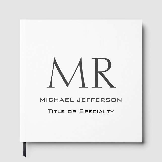 Trendy Modern Monogram Plain Minimalist Guest Book (Front)