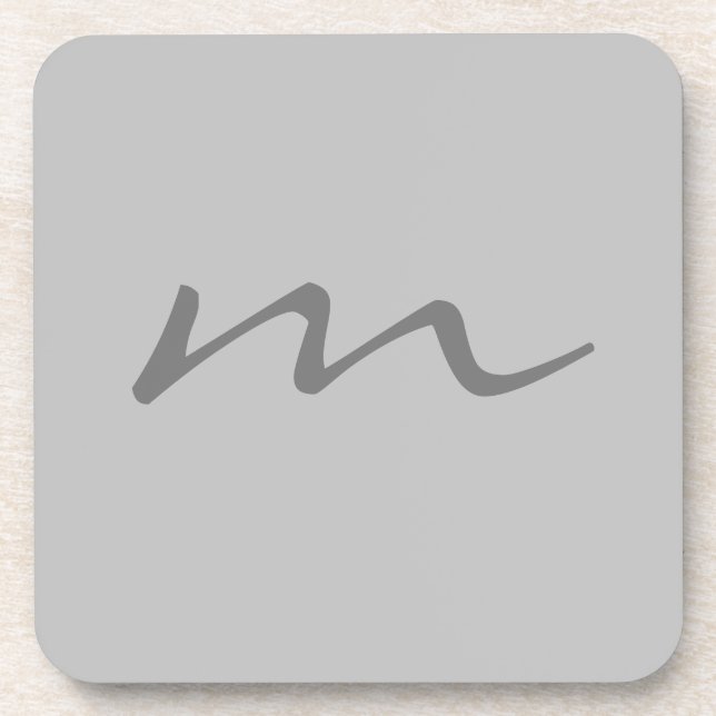 Trendy modern monogram professional gray coaster (Front)