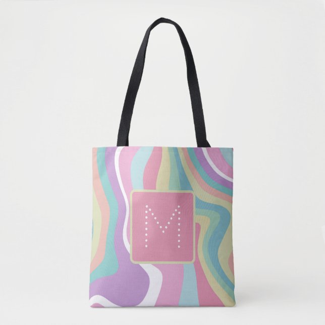 Trendy Modern Monogram Retro Pattern Tote Bag (Front)