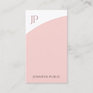 Trendy Modern Monogram Template Blush Pink White Business Card