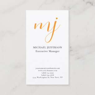 Trendy Modern Monogrammed Plain Black & White Business Card