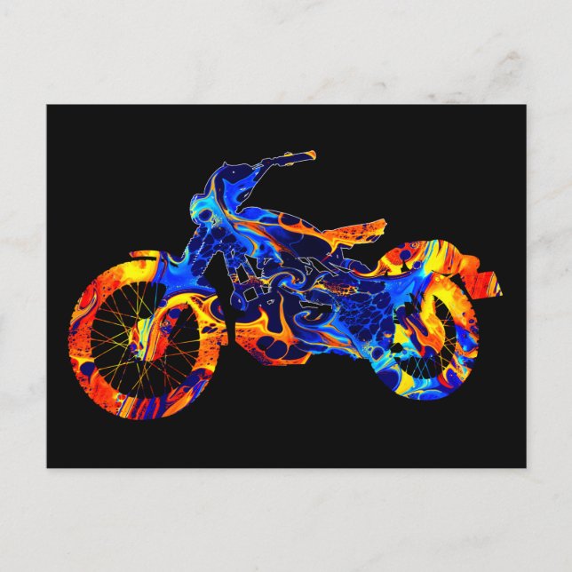 TRENDY MODERN MOTOCROSS COLORFUL ART ABSTRACT  POSTCARD (Front)